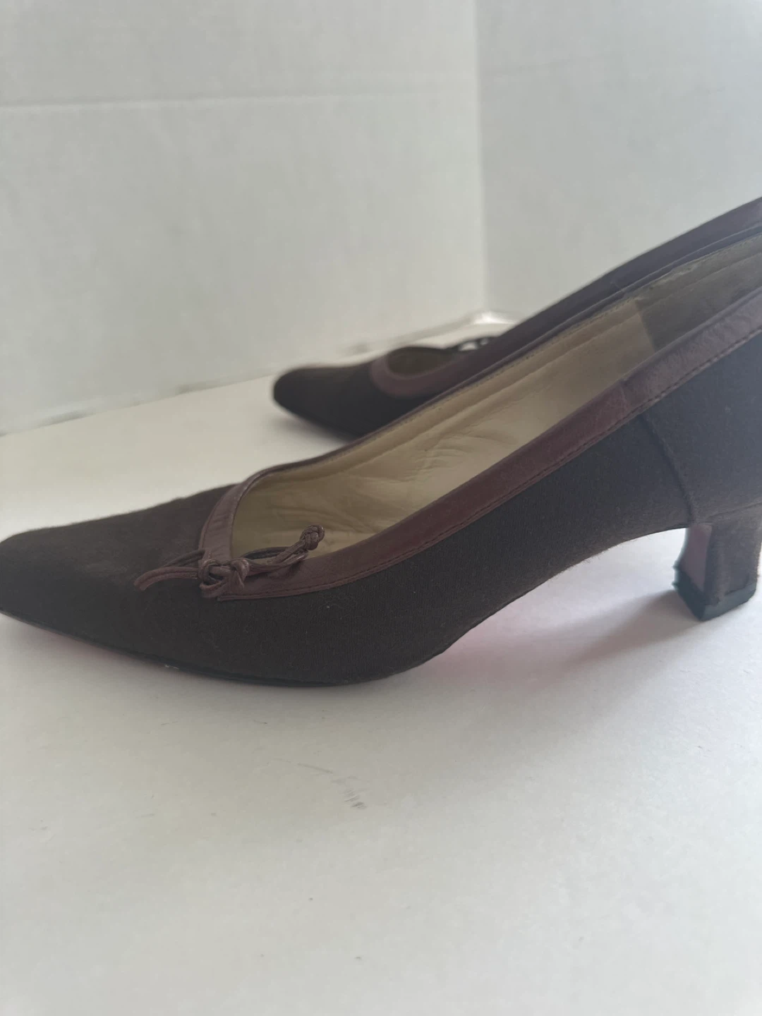 Brown Linen  Fabric Heels by Louboutin