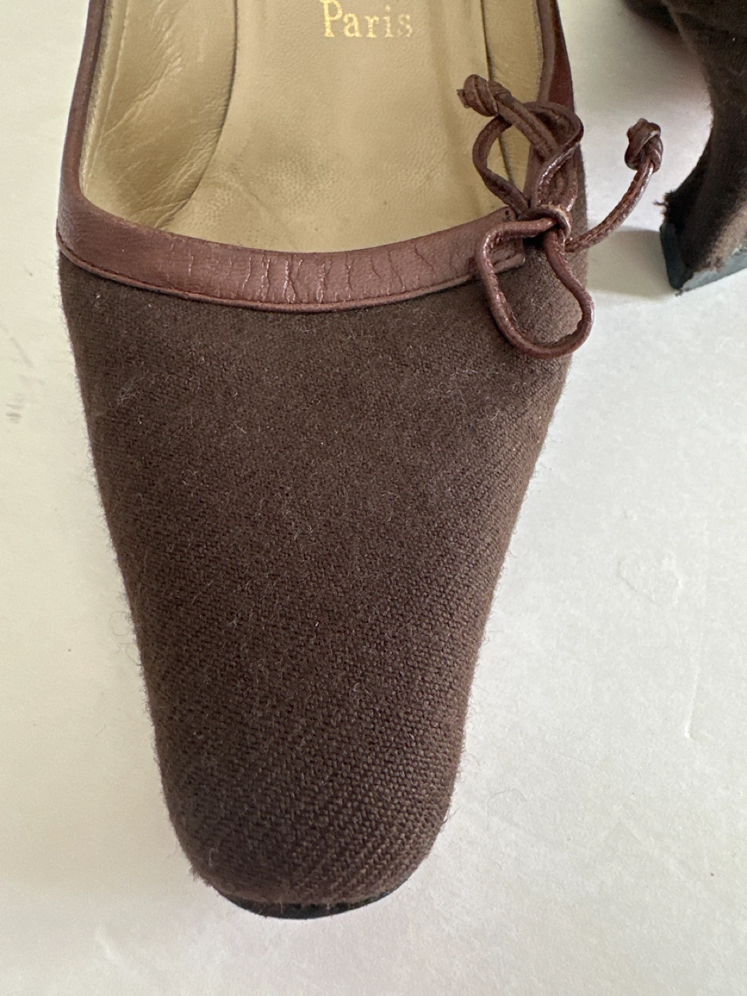 Brown Linen  Fabric Heels by Louboutin - photo 4