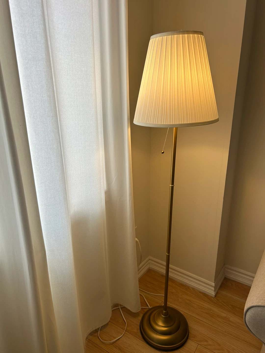 Gold Floor Lamp with Pleated Shade - photo 2