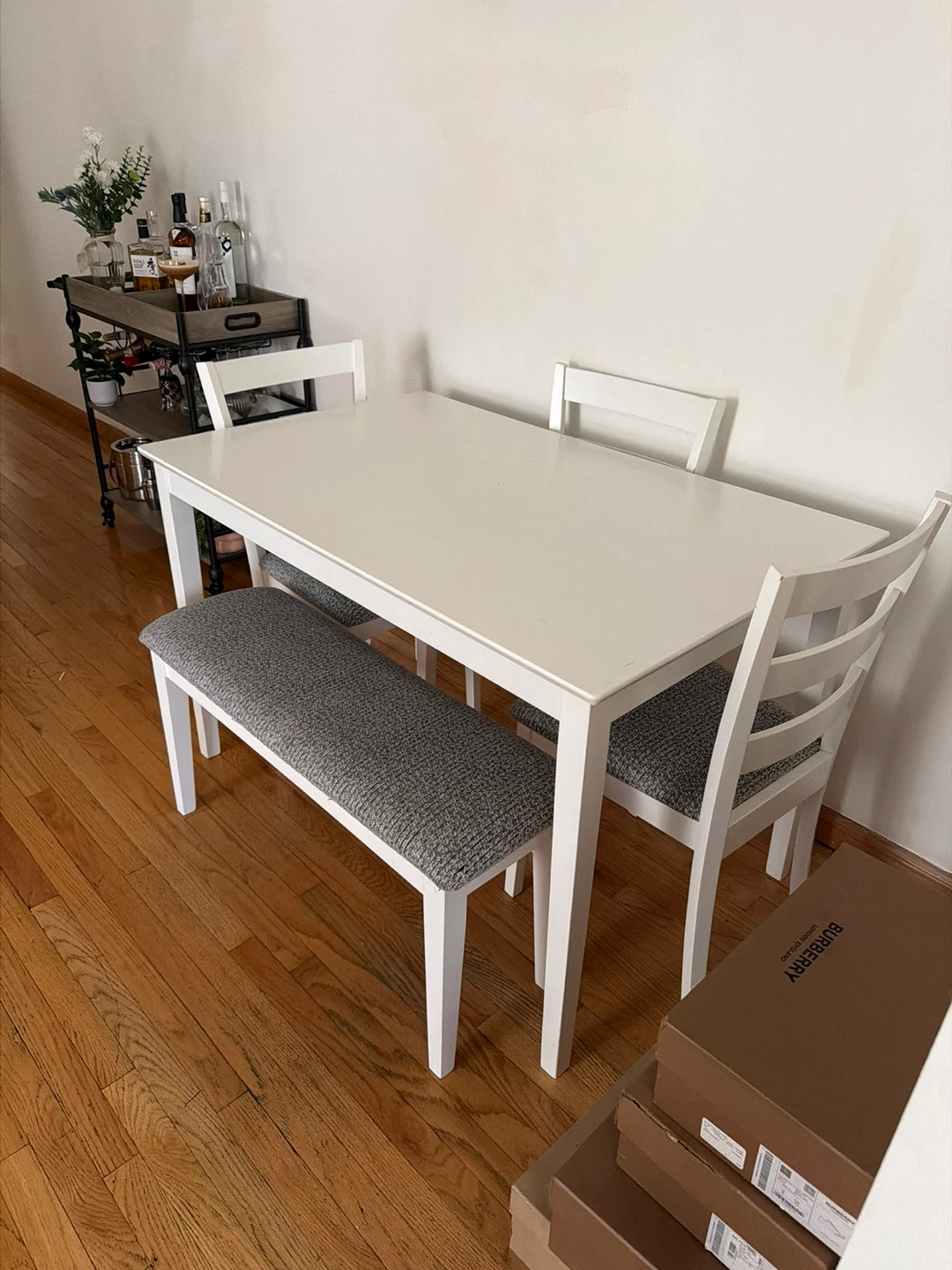 White Dining Table Set with Bench and Chairs - photo 3