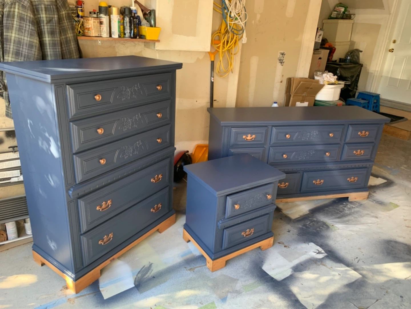 Navy Blue Dresser Set with Copper Hardware