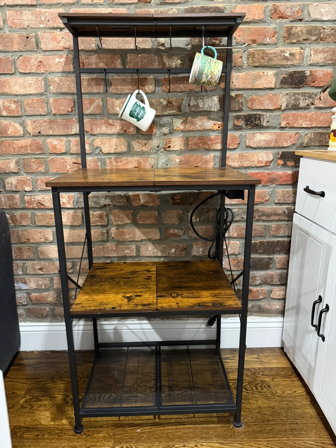 Kitchen Baker's Rack with Power Outlet and Hooks