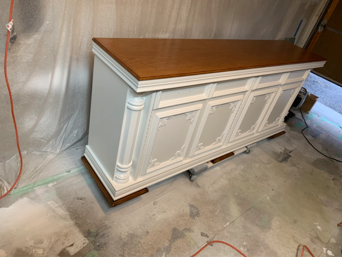 White Cabinet with Oak Top - photo 2