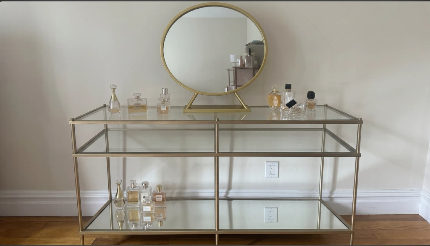Glass Console Table with Mirror