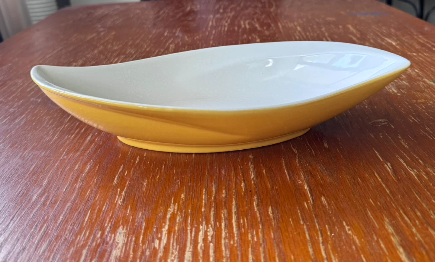 Yellow leaf-shaped serving dish