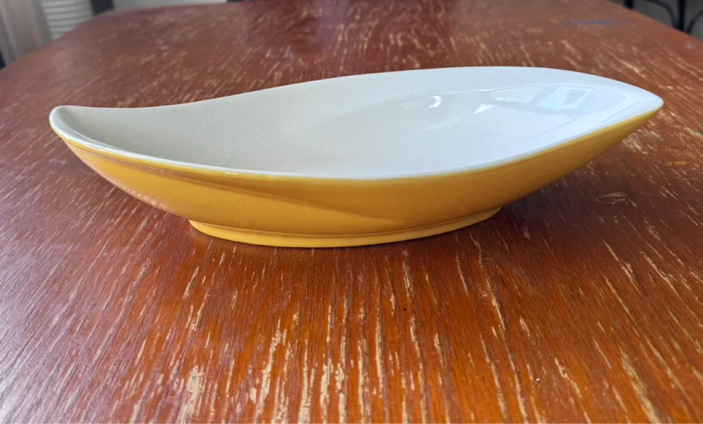 Yellow leaf-shaped serving dish