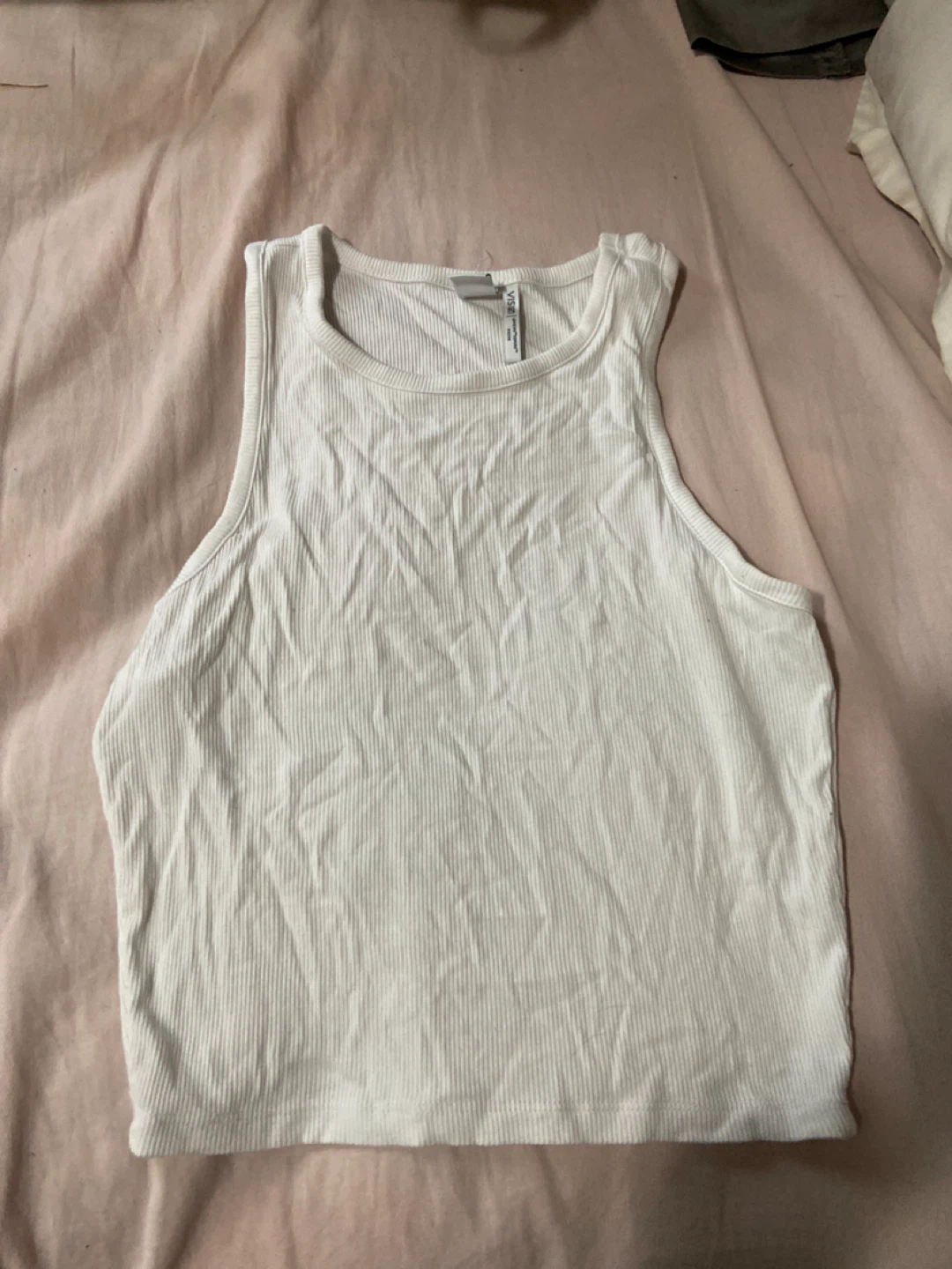 White Ribbed Tank Top