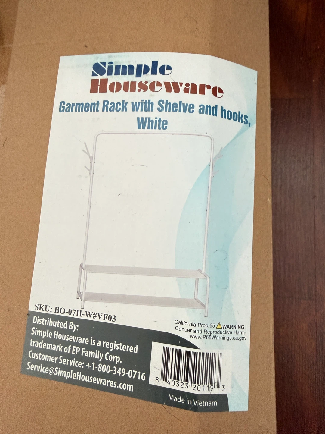 Simple Houseware Garment Rack with Shelves and Hooks, White - photo 2