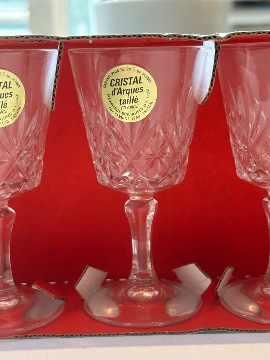 Vintage Set of 6 Cristal d’Arques Taillé Lead Crystal