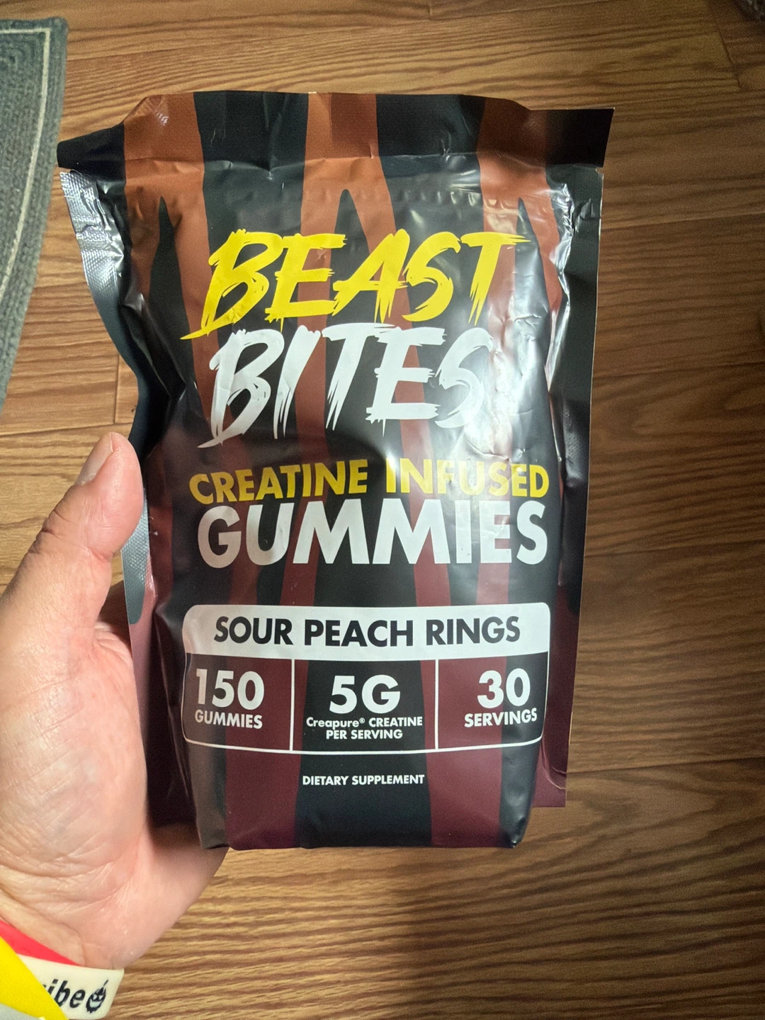 Beast Bites Creatine Infused Gummies Sour Peach Rings