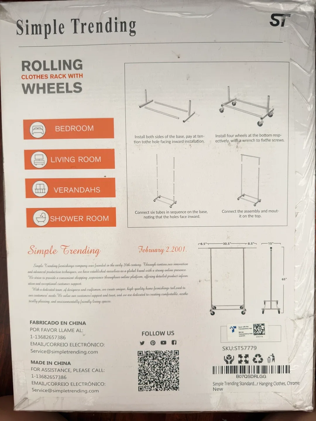 Simple Trending Rolling Clothes Rack with Wheels - photo 3