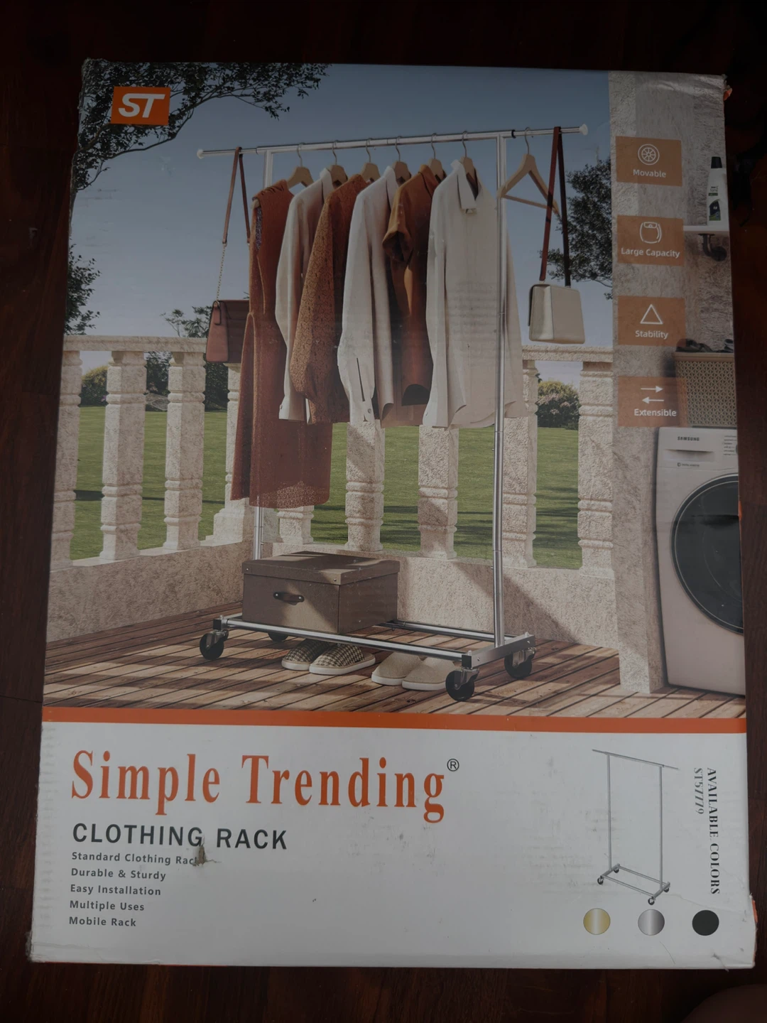 Simple Trending Rolling Clothes Rack with Wheels - photo 2