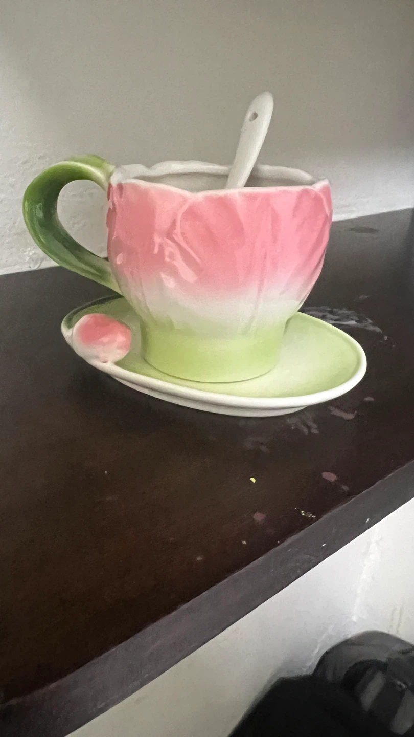 Tulip Shaped Mug and Saucer Set with Spoon