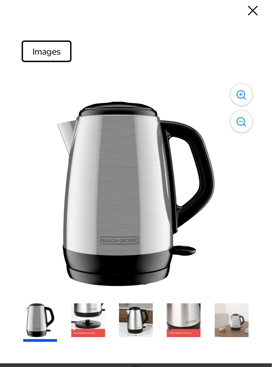 BLACK+DECKER 1.7L Stainless Steel Electric Cordless Kettle