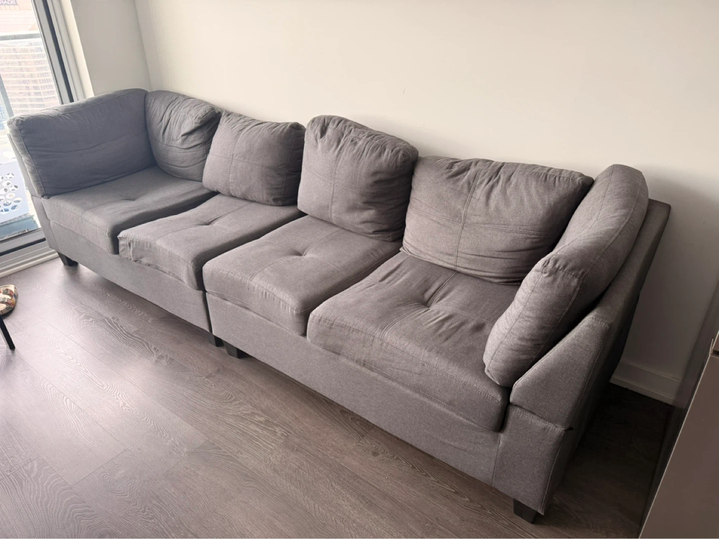 Now asap..Grey Sectional Sofa with Ottoman