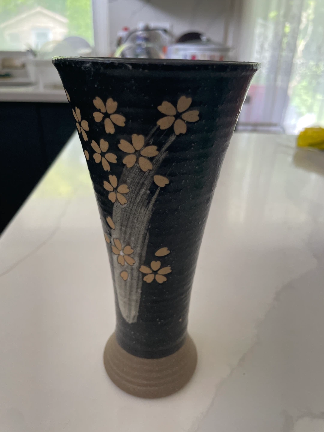 Clay hand painted vase