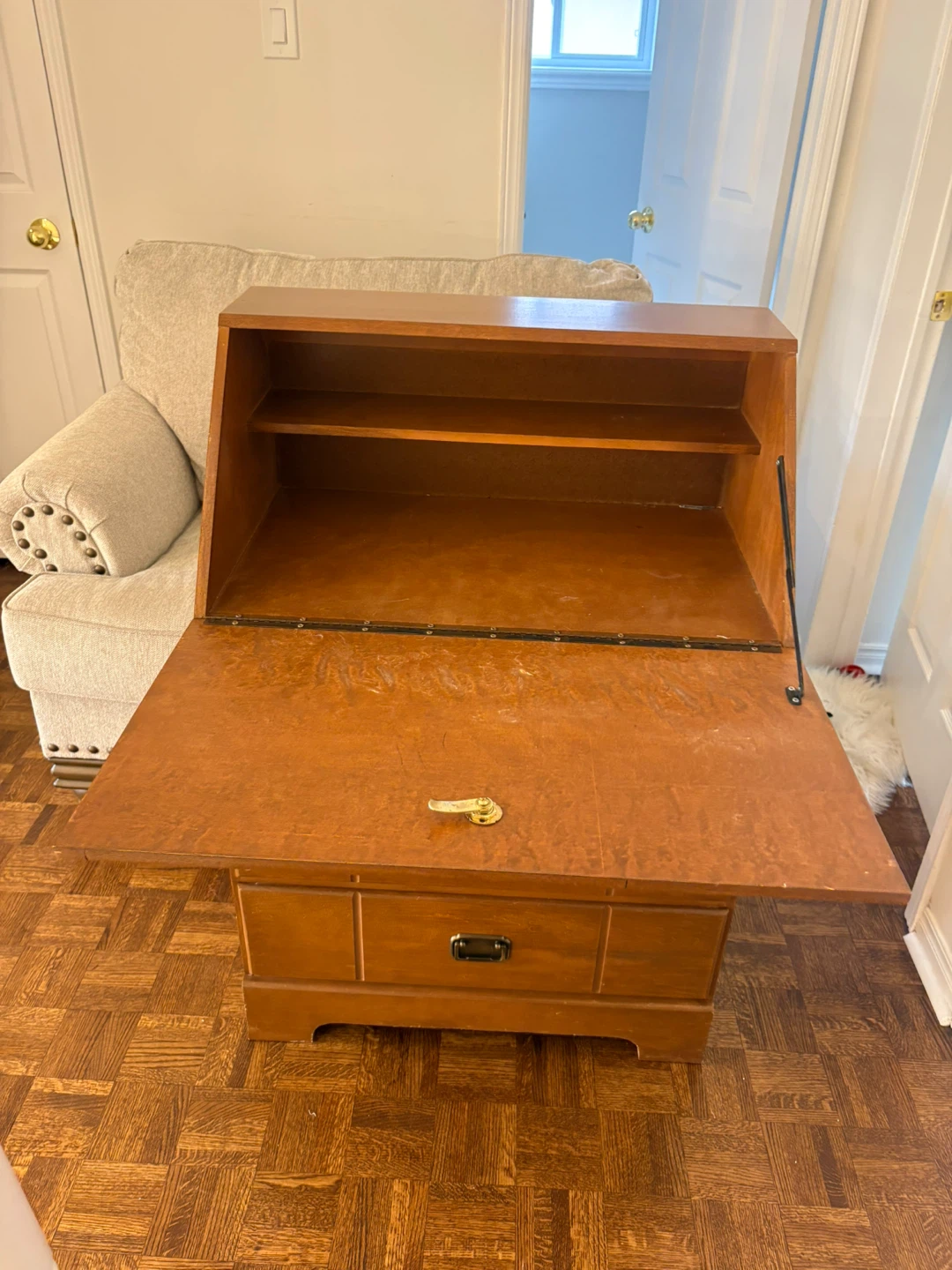 Vintage Wooden Secretary Desk with Drawers - photo 3