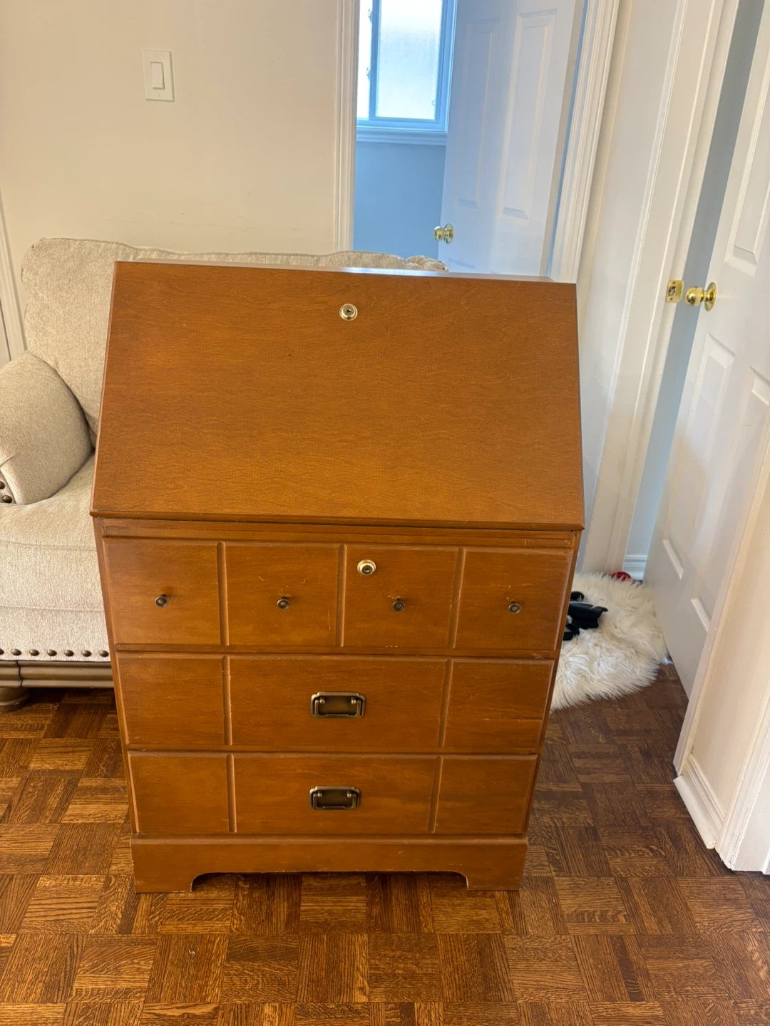 Vintage Wooden Secretary Desk with Drawers - photo 2