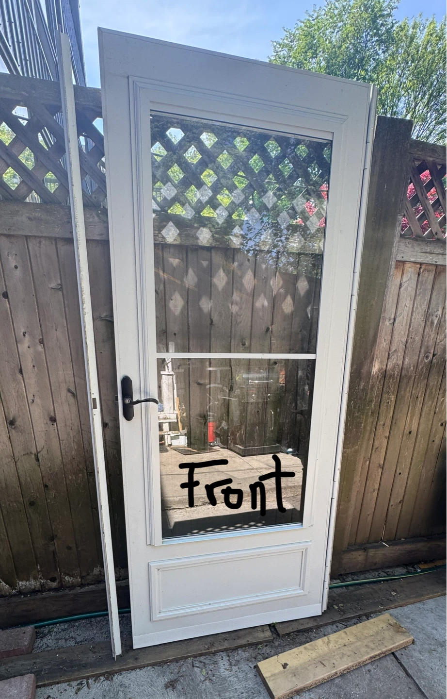 Larson White Storm Screen Door pull down screen
