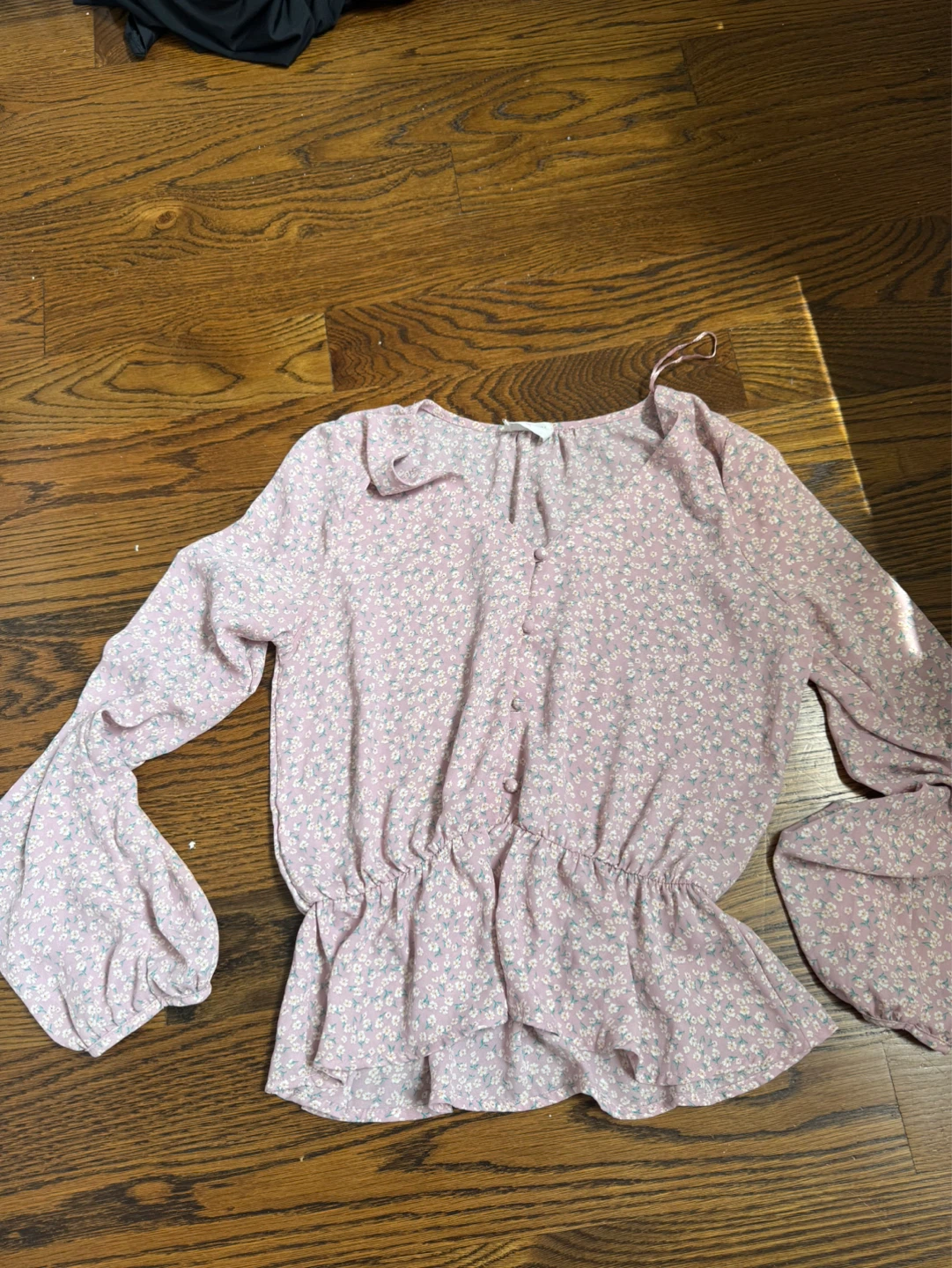 Pink Floral Peplum Blouse