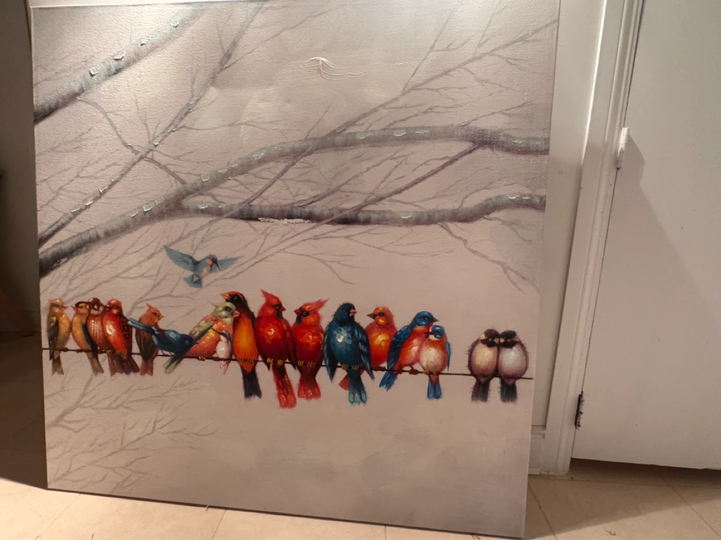 Canvas Wall Art Painting of Birds on a Wire - photo 2