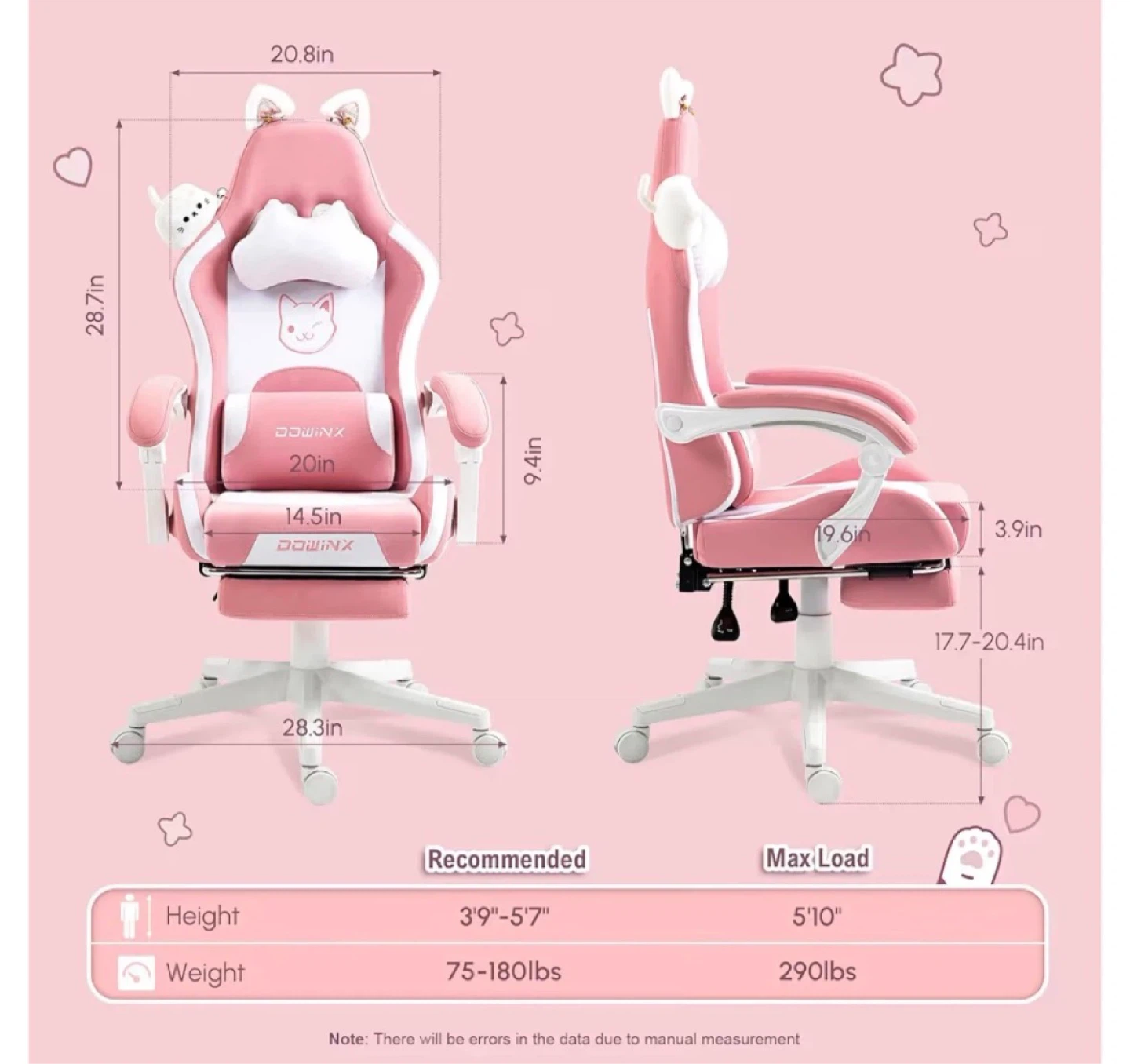 Dowinx Gaming Chair with Footrest & Lumbar Support - photo 3