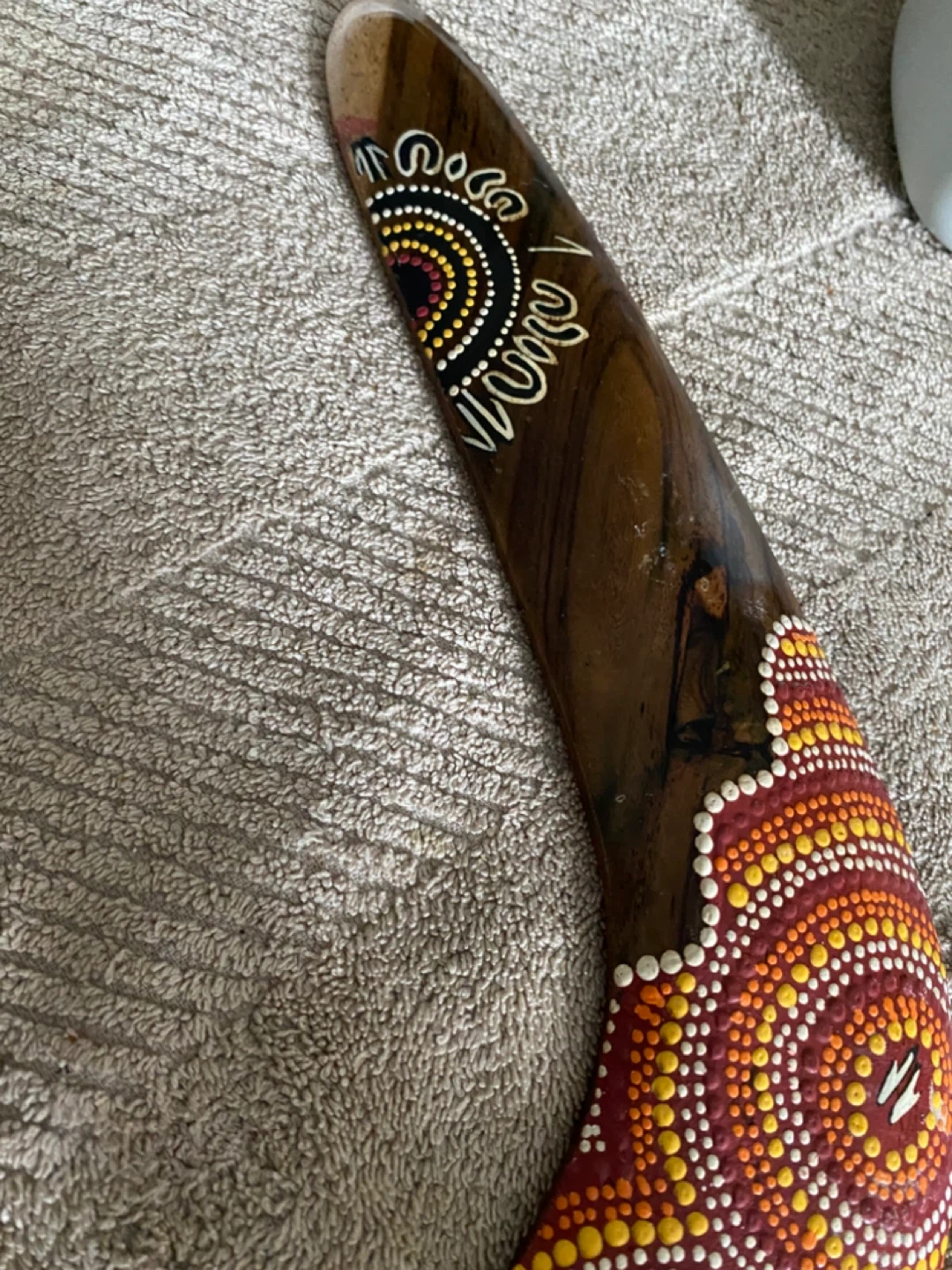 Hand-Painted Wooden Boomerang - photo 2