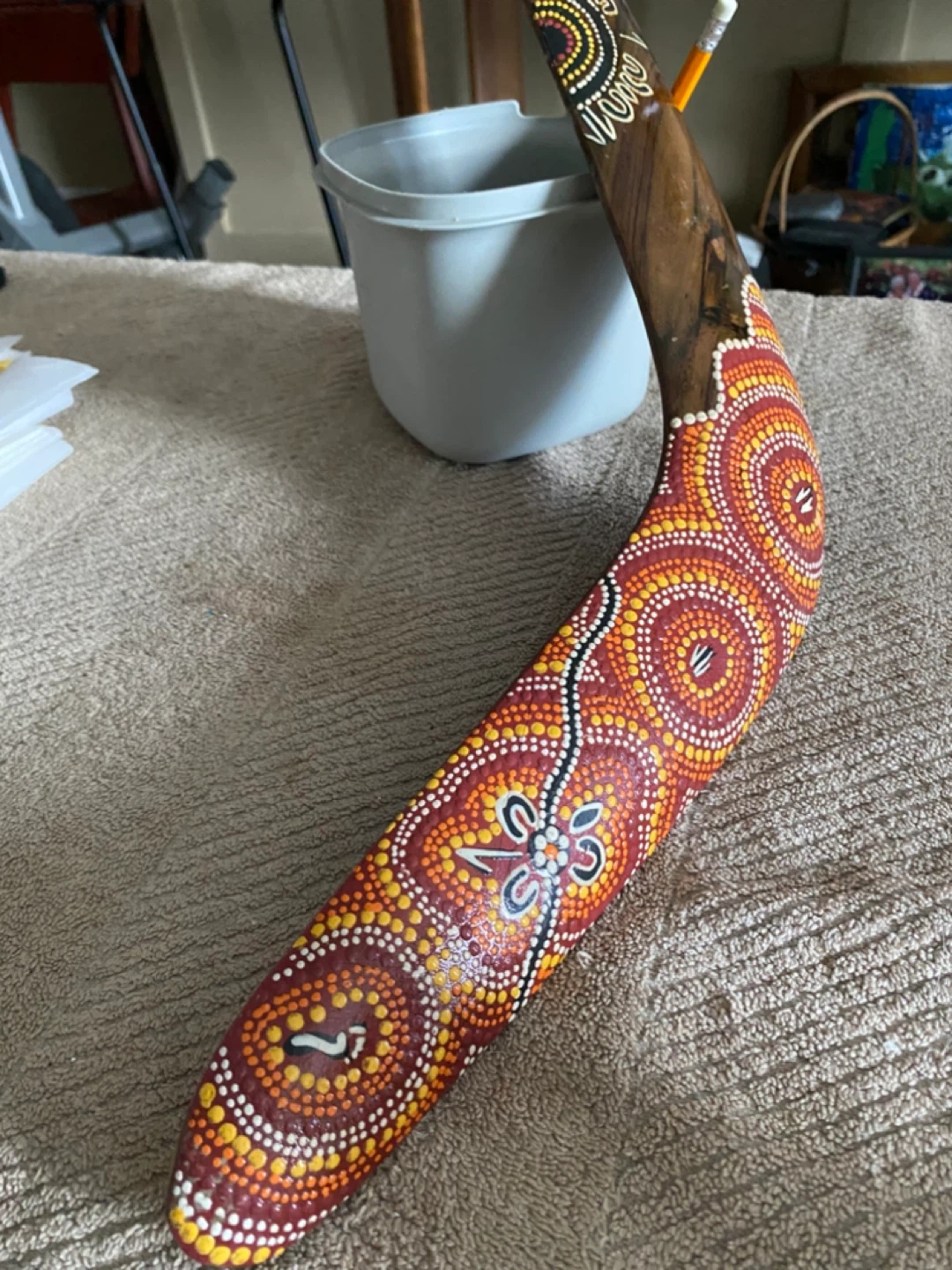 Hand-Painted Wooden Boomerang