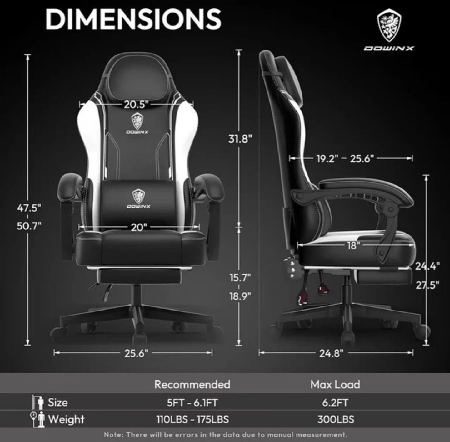 Dowinx Gaming Chair with Footrest - Like New (White/Black) - photo 2