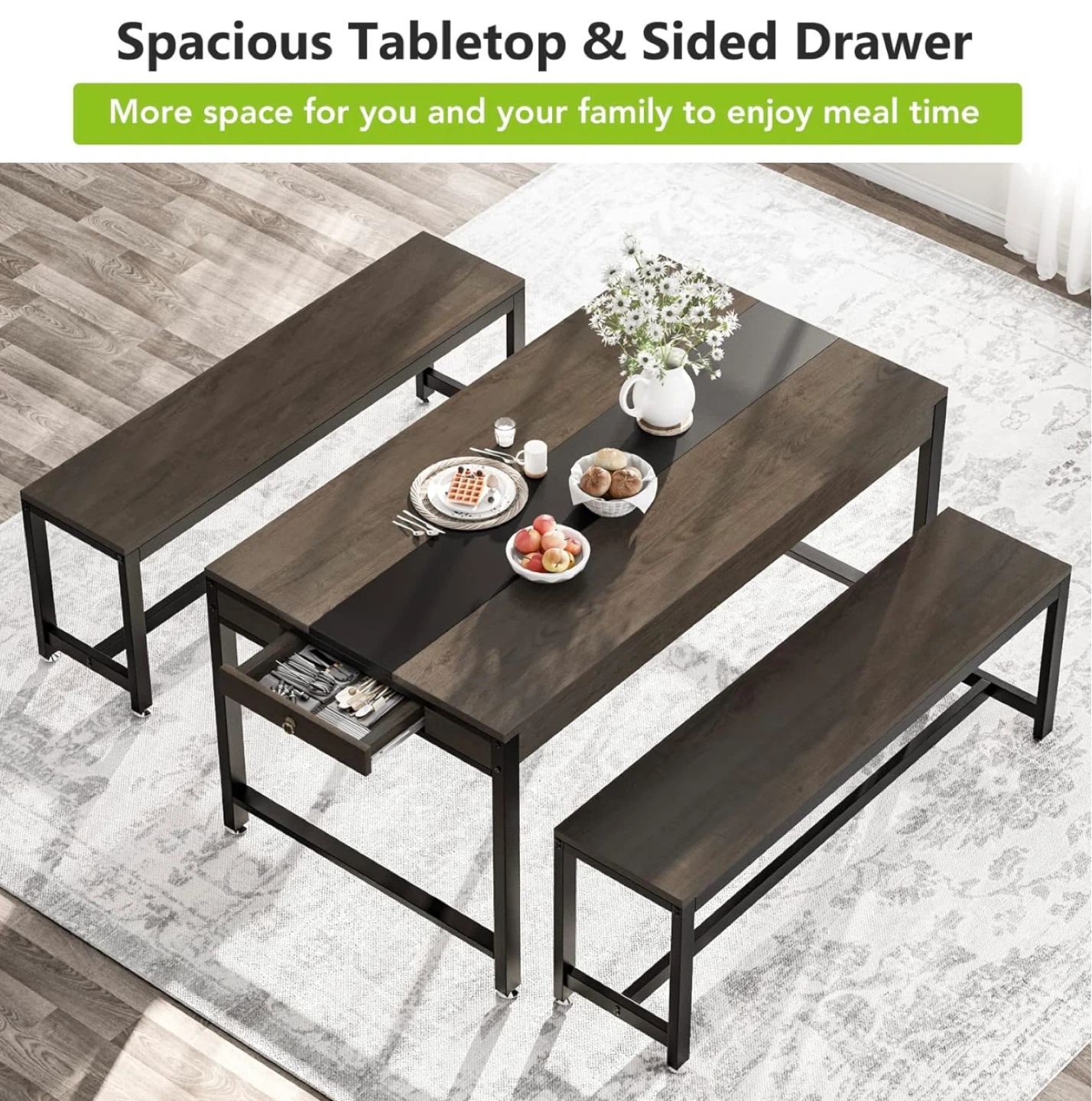 Dining Table Set with Benches