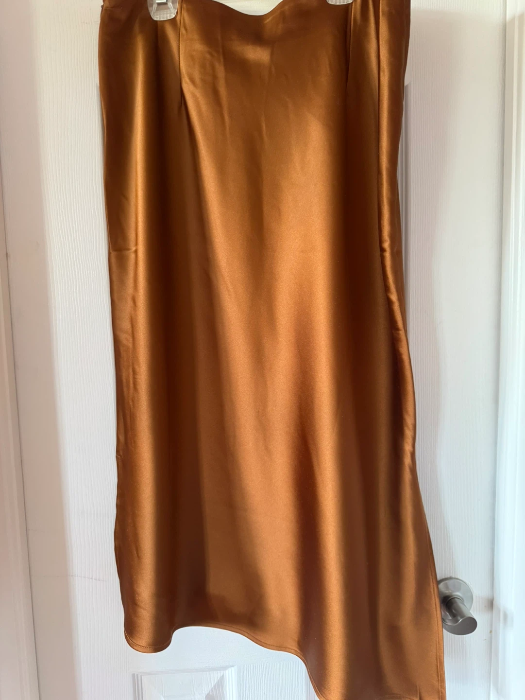 Satin Asymmetrical Split Midi Skirt - Size L - photo 2