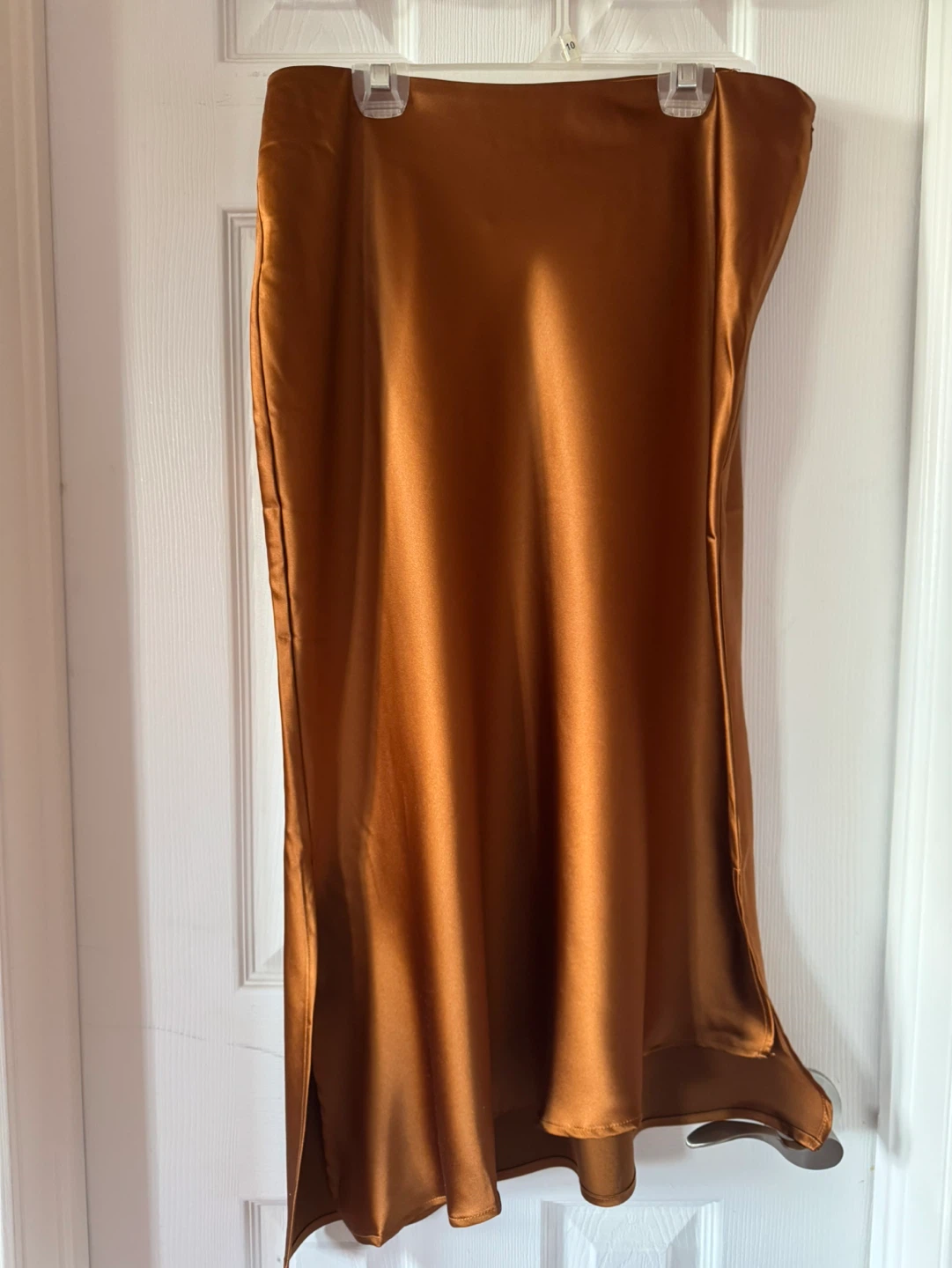 Satin Asymmetrical Split Midi Skirt - Size L
