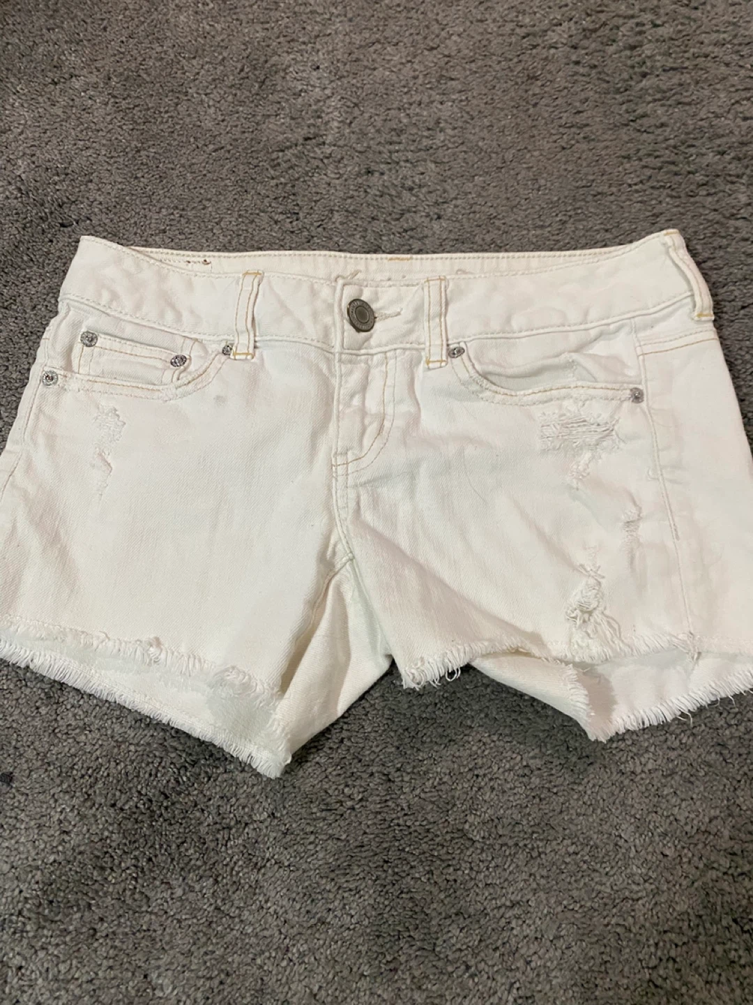 American Eagle White Denim Cutoff Shorts