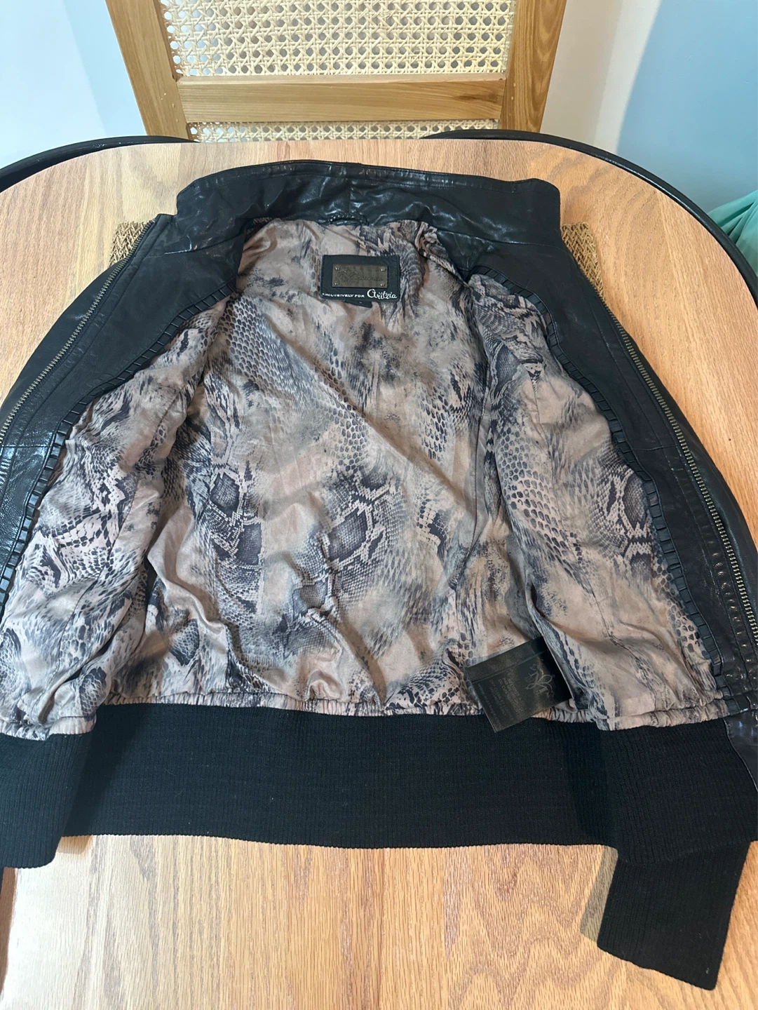Aritzia Black Faux Leather Bomber Jacket - photo 3