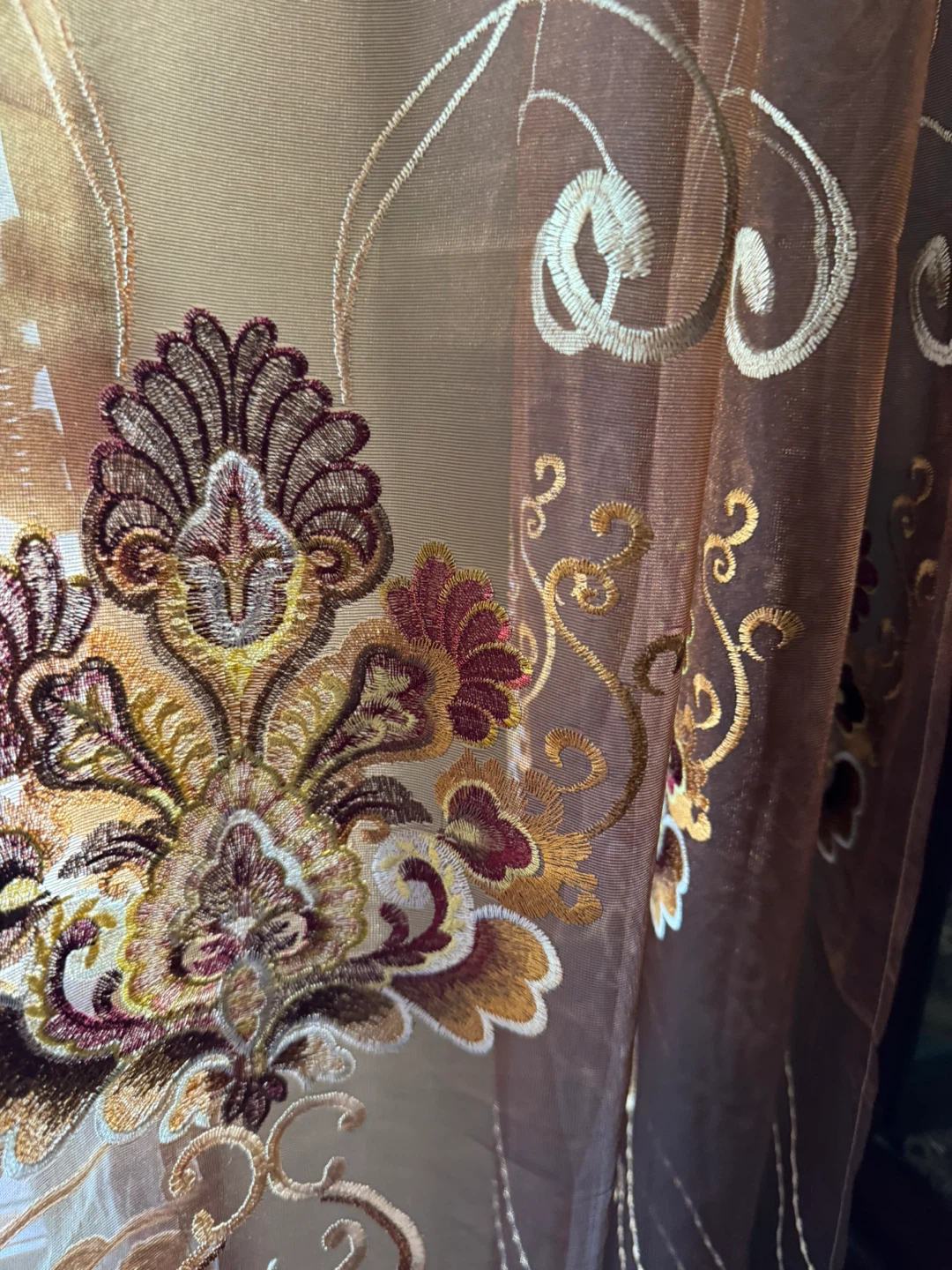 Embroidered Sheer Curtain Panel