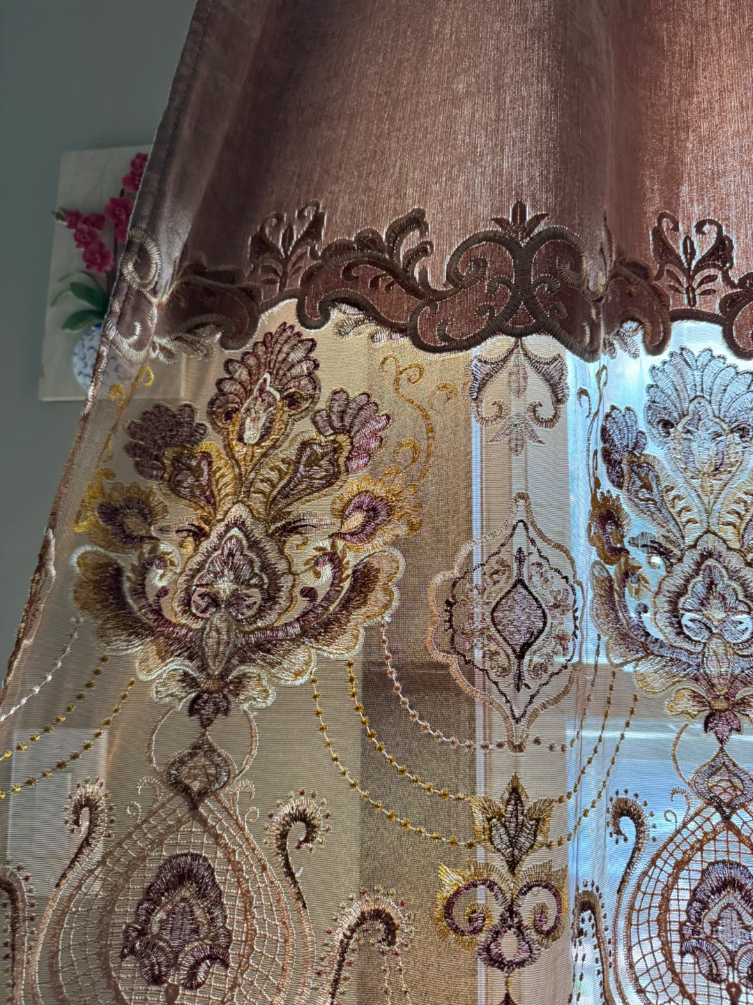 Embroidered Sheer Curtain Panel - photo 3