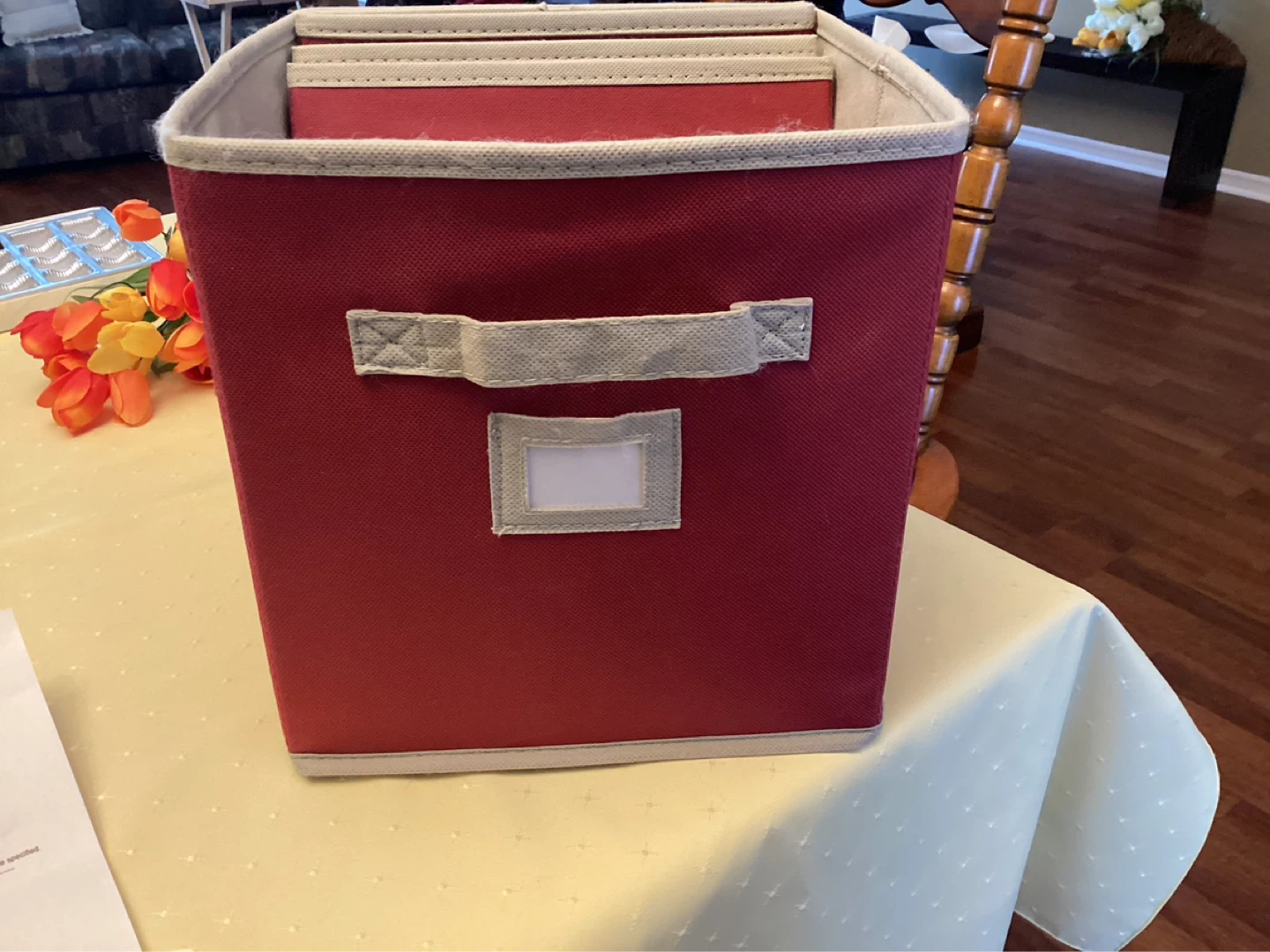 Set of 4 Red Storage Bins with Handles