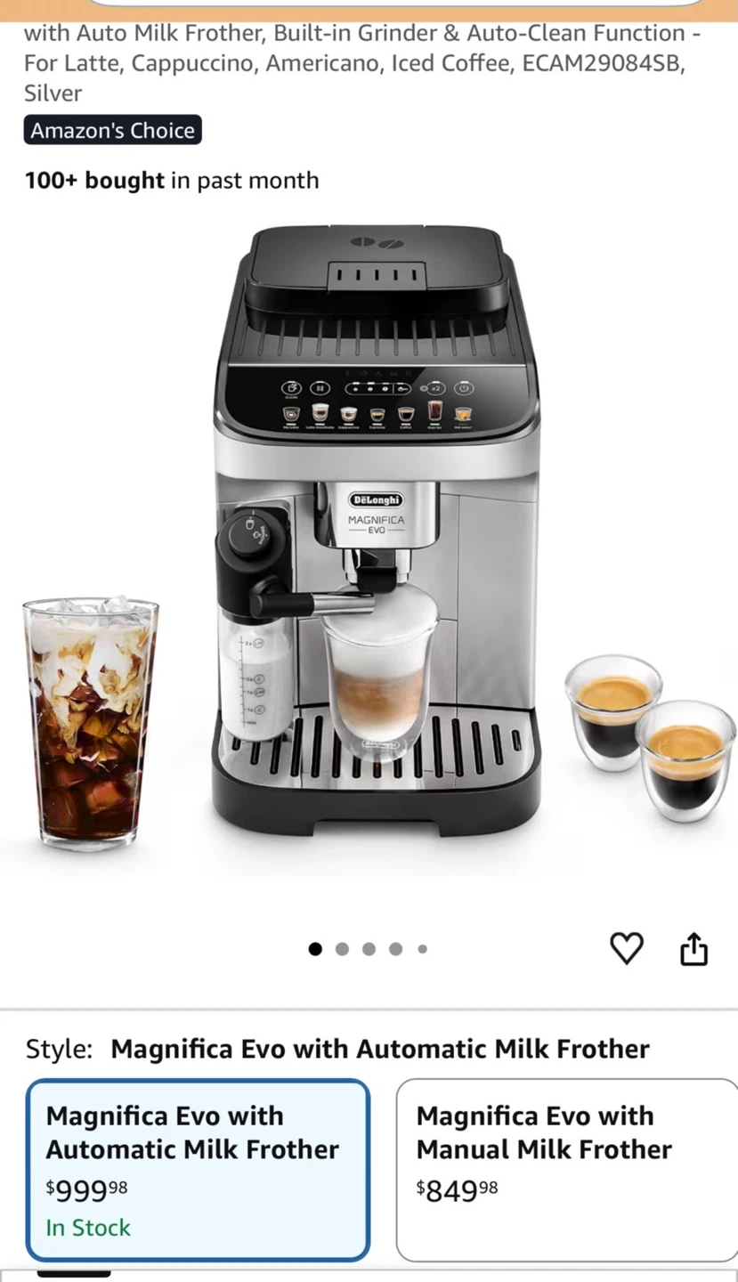 DeLonghi Magnifica Evo Automatic Coffee Maker ECAM29084SB Silver