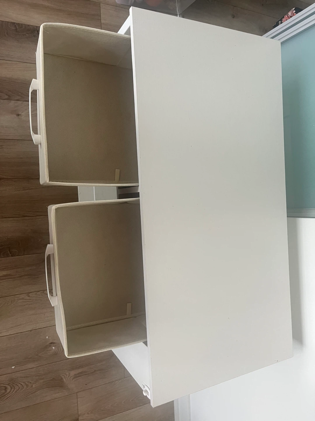 MOVING SALE | White Kitchen Island with Fabric Drawers - photo 3