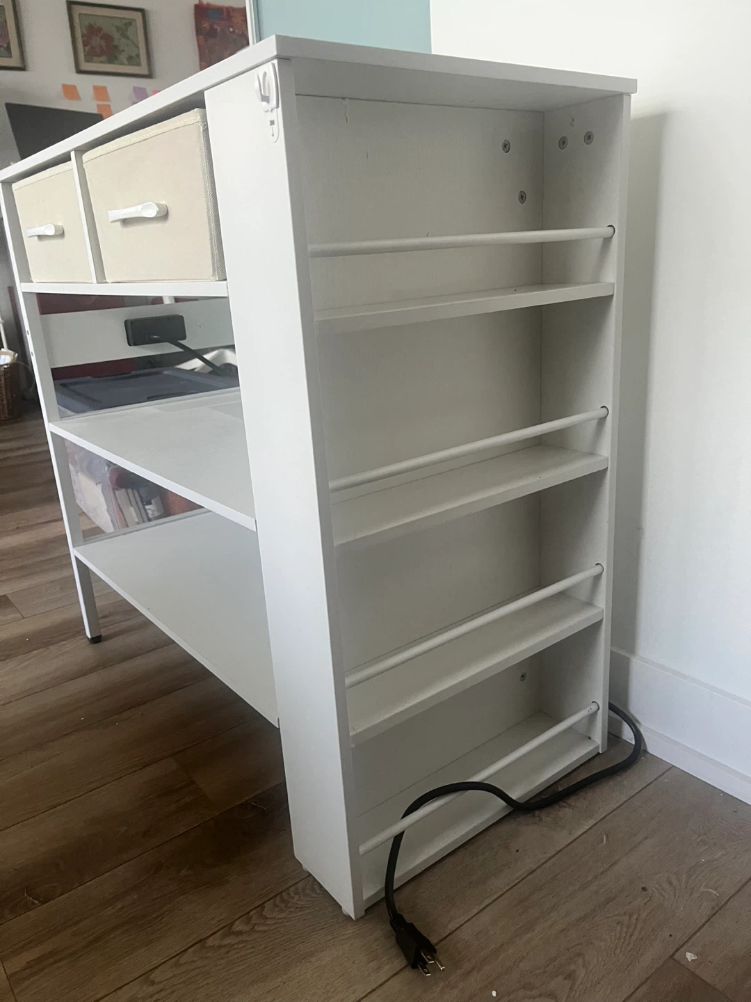 MOVING SALE | White Kitchen Island with Fabric Drawers - photo 2