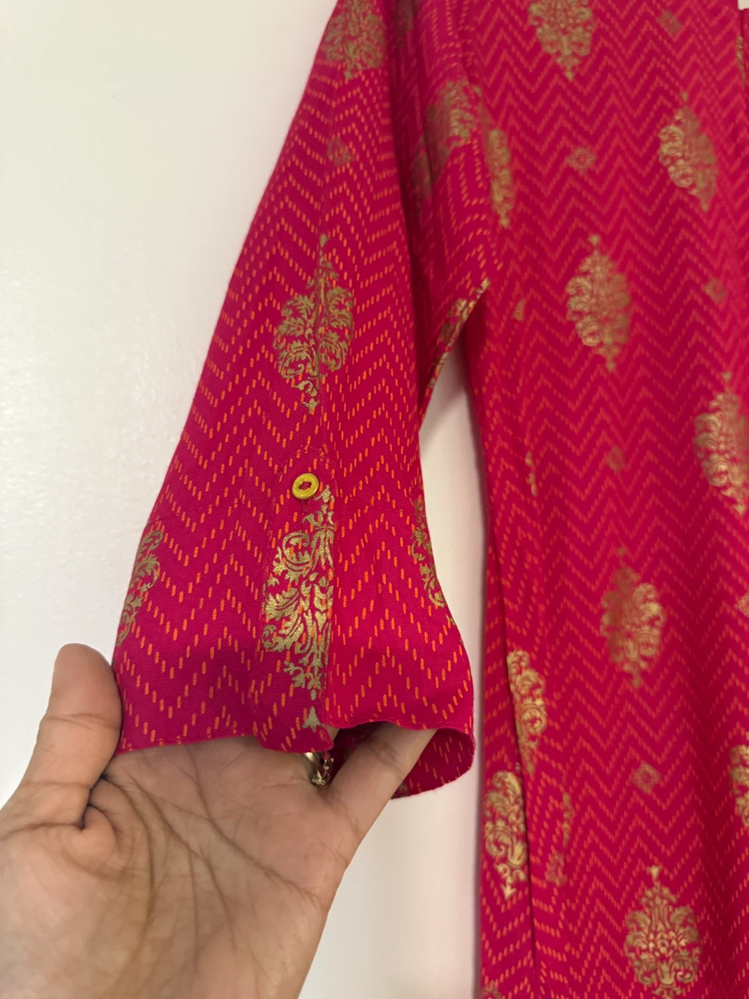 Sabhyata Pink Kurta Dress with Gold Print - photo 2