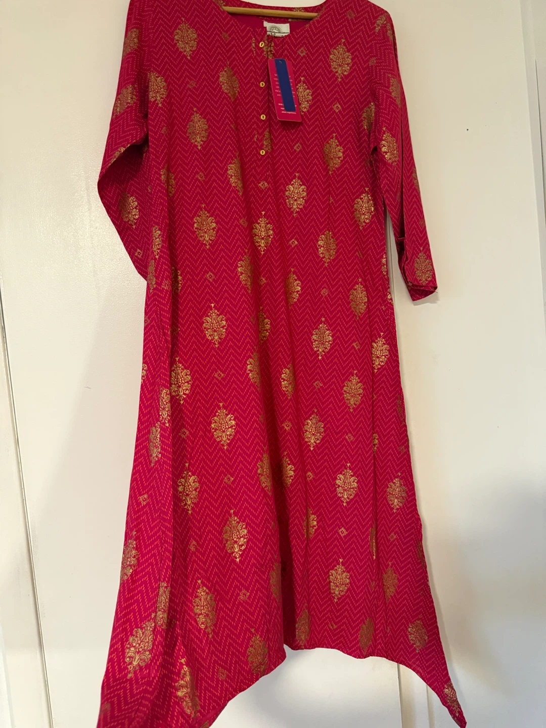 Sabhyata Pink Kurta Dress with Gold Print - photo 3