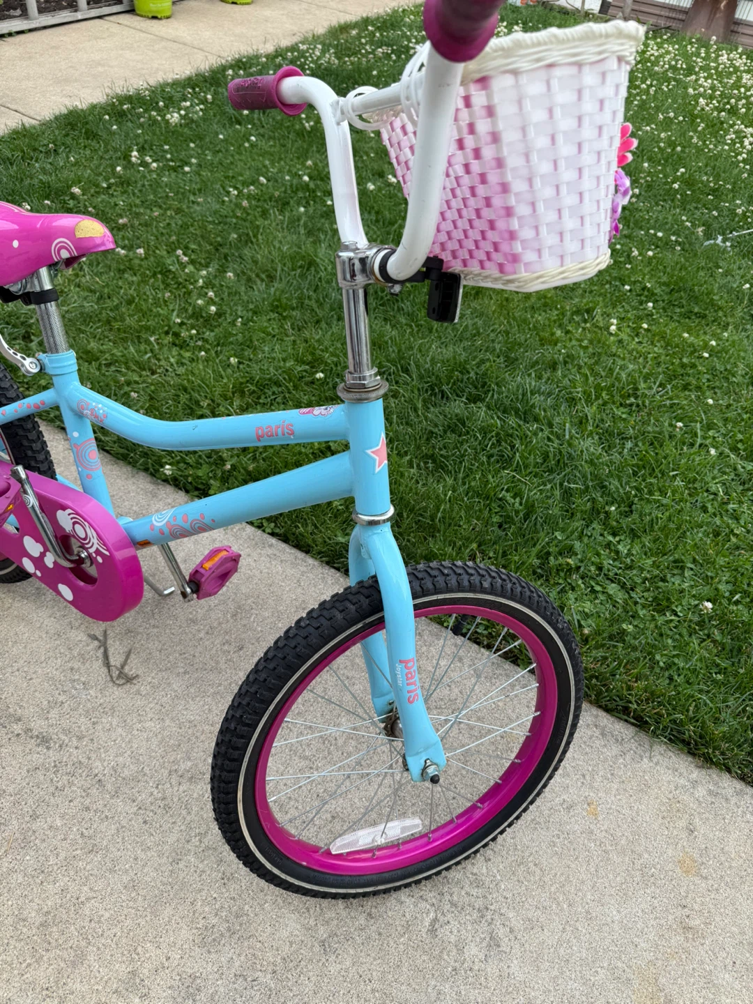 Girls' Blue and Pink Bicycle with Basket - photo 3