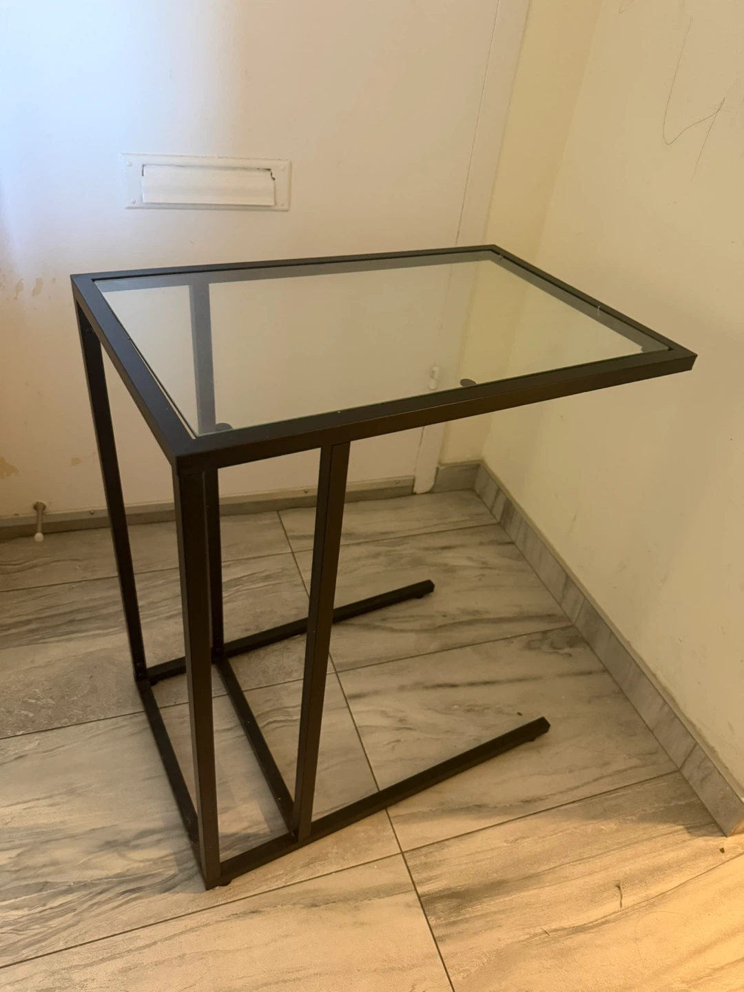 Black Metal and Glass C-Table