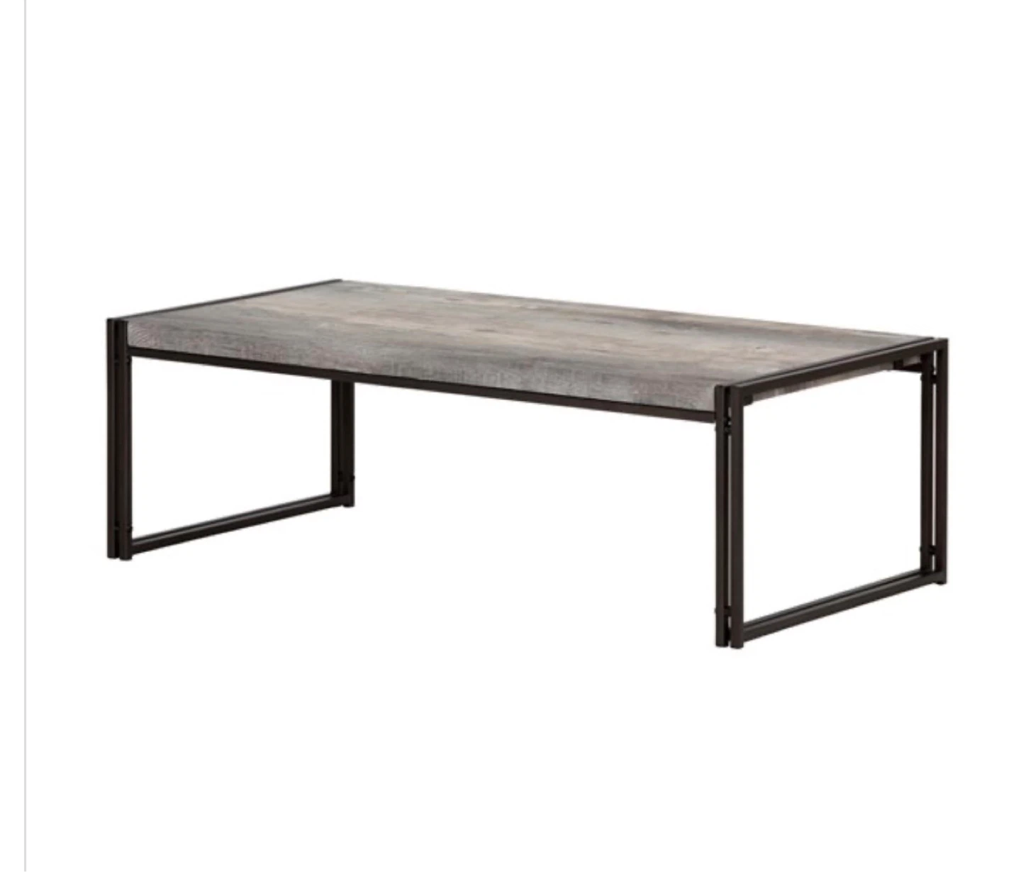 Rectangular Coffee Table - Grey Wood & Black Metal - photo 2