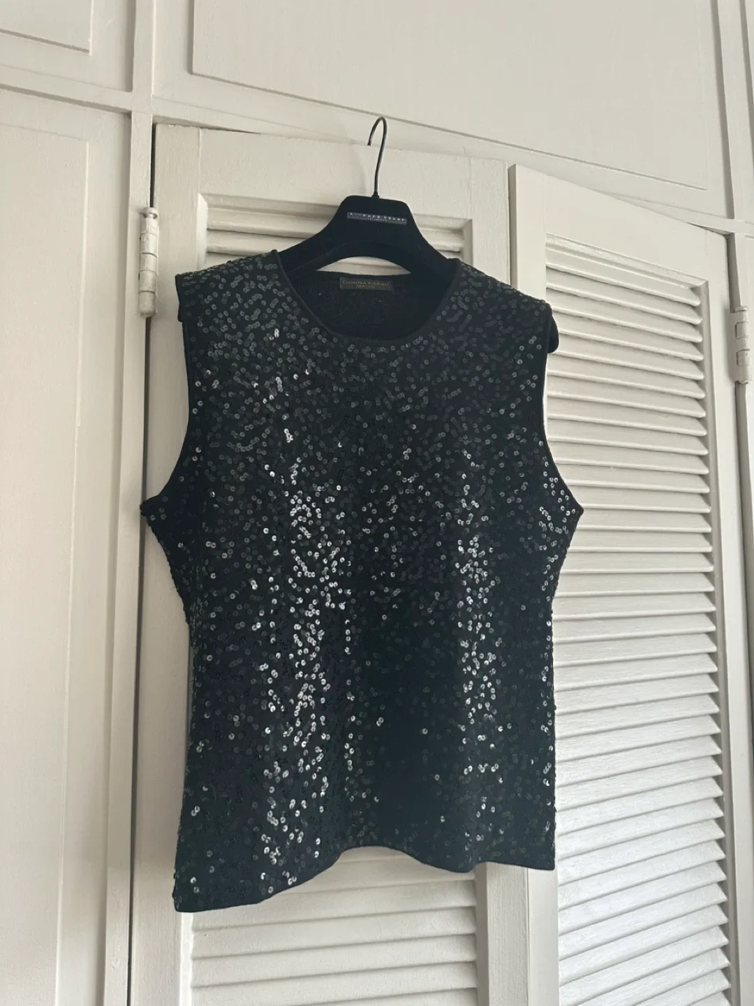 Donna Karan Black Sequin Sleeveless Top - photo 3