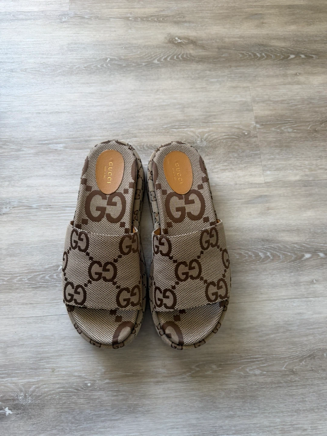 Gucci GG Monogram Platform Slides 10.5