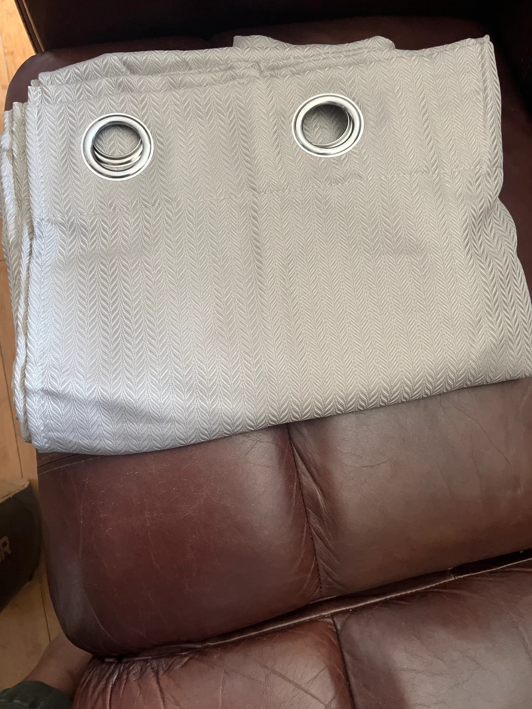 Beige Textured Grommet Curtains