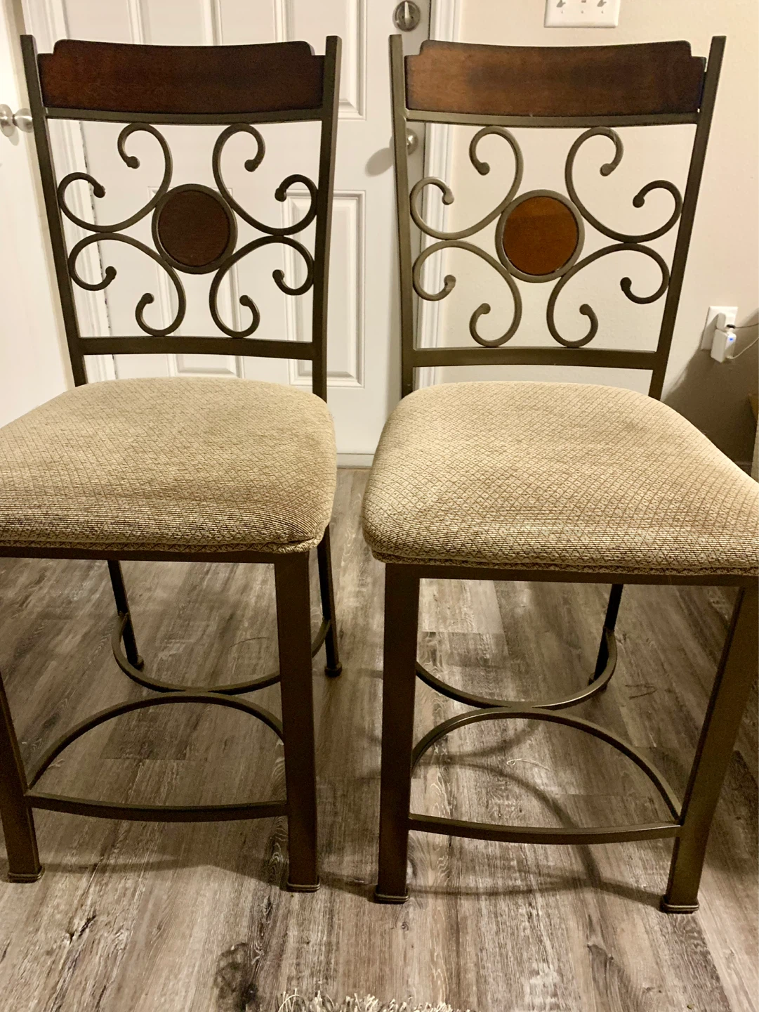 Set of 2 Bar Stools with Upholstered Seats - photo 2
