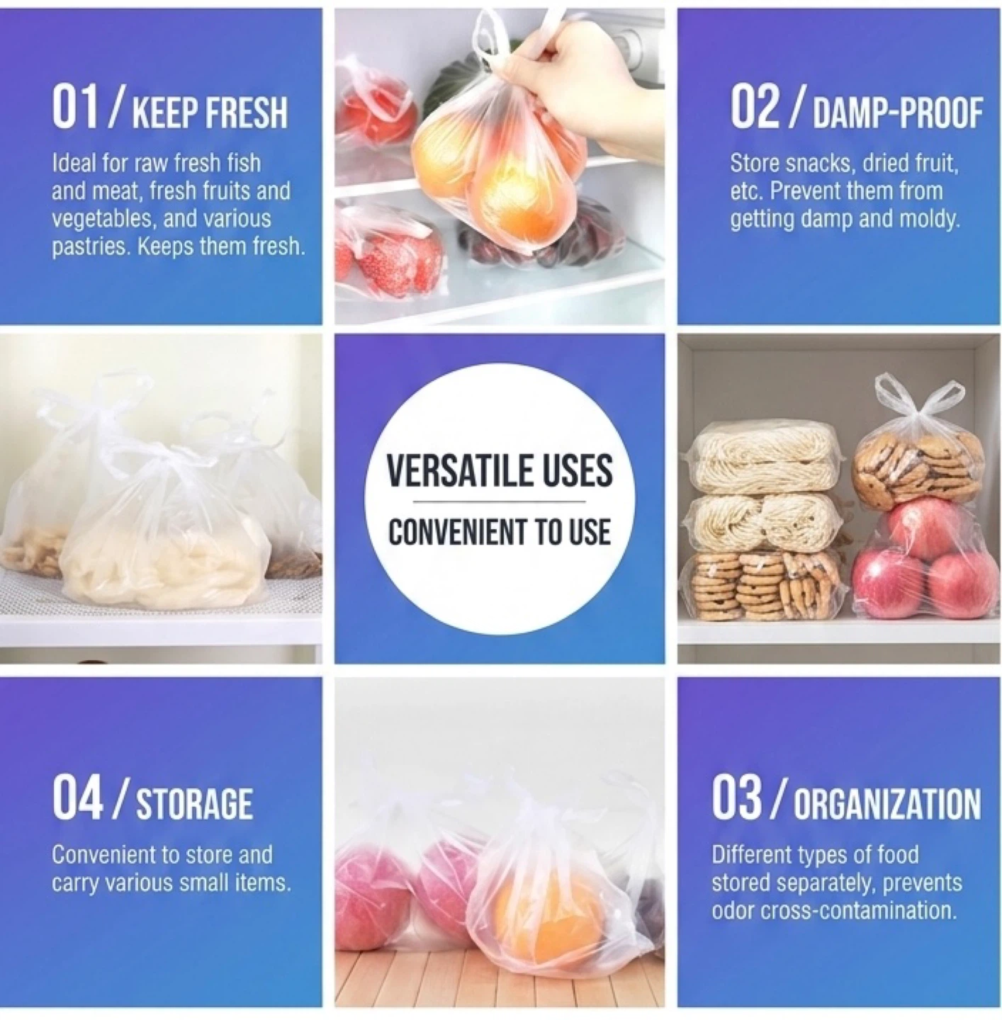 Vest-Style Food Storage Bags with Handles (Medium / Large) - photo 3